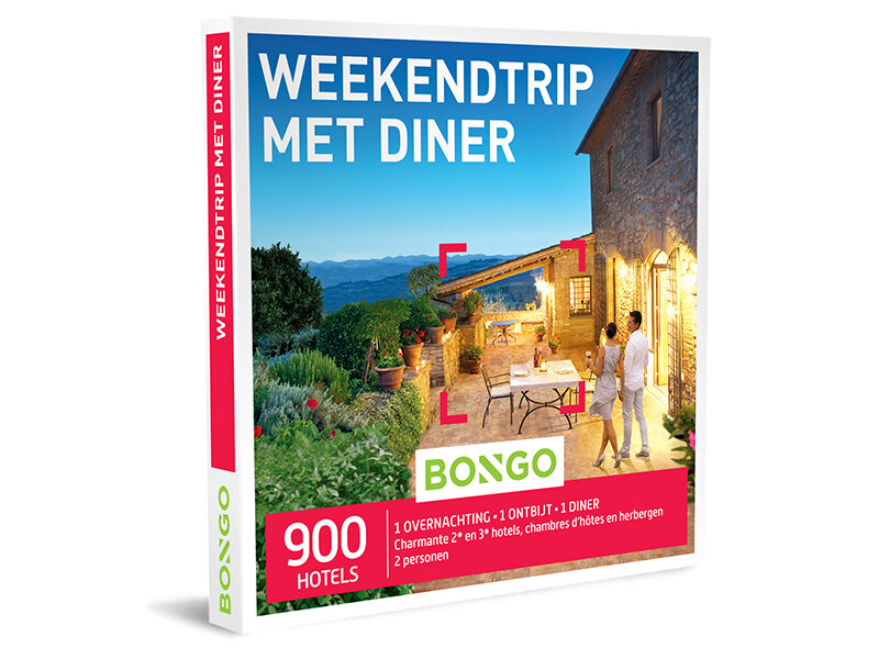 Classificatie Blauw verzameling Cadeaubon Weekendtrip Met Diner - Bongo