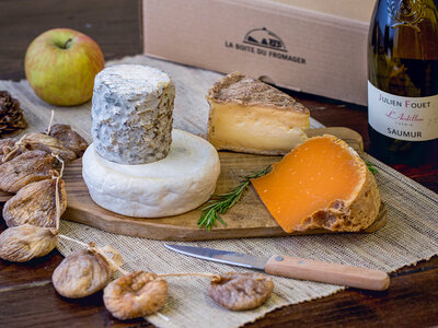 Coffret cadeau Box fromage fermier et vin à déguster chez soi