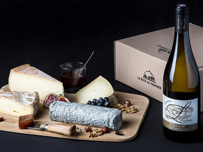 Coffret Box fromage fermier et vin à déguster chez soi