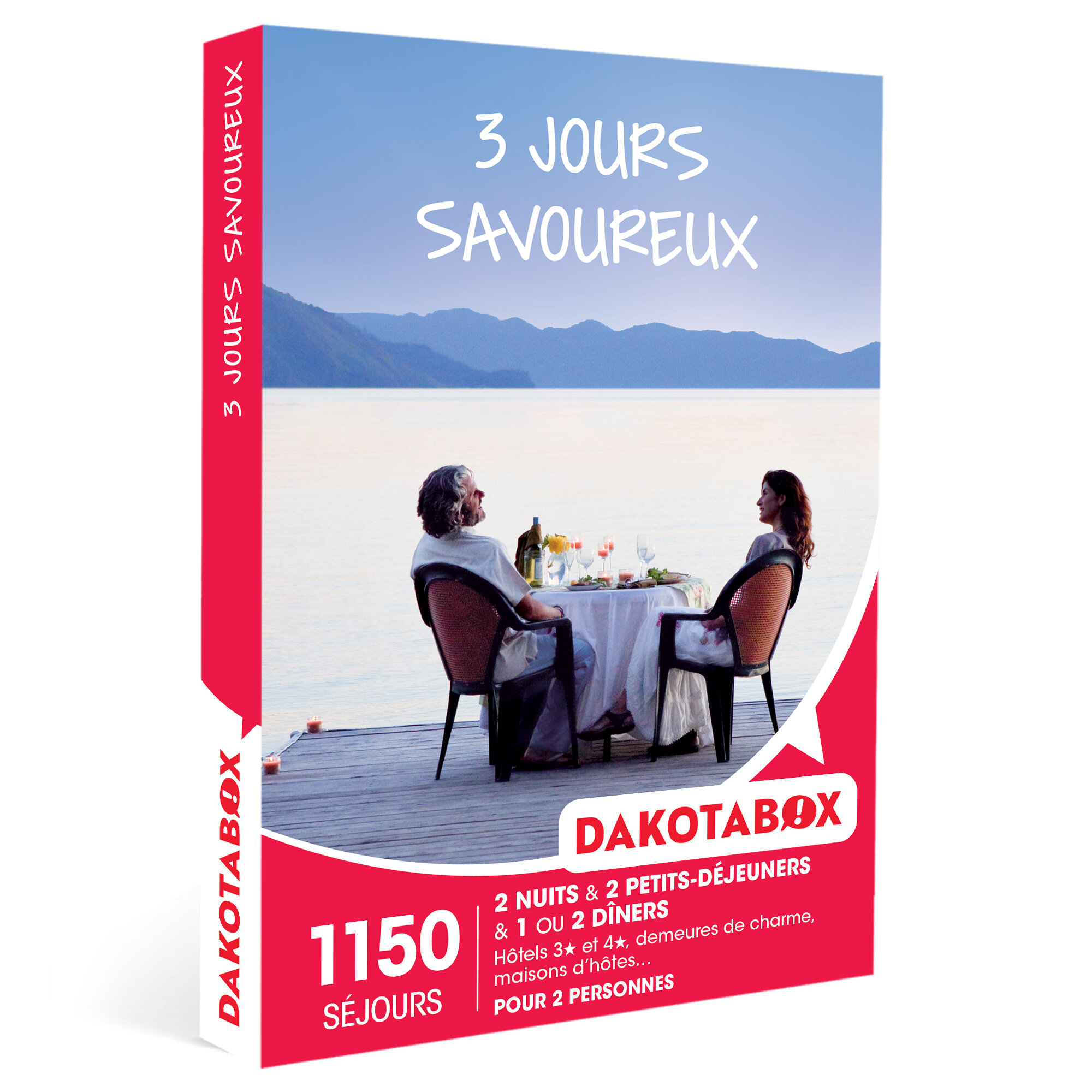 DAKOTABOX - Coffret Cadeau - 3 JOURS SAVOUREUX - 2 nuits avec petits-déjeuners et 1 ou 2 dîners pour 2 personnes