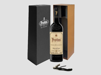 Caja regalo Bodegas Protos a domicilio: 1 botella de Protos Gran Reserva con estuche y sacacorchos