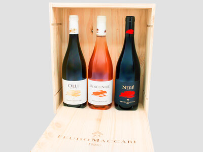 Cofanetto regalo Dalla Sicilia a casa tua: box degustazione La Freschezza di Feudo Maccari con 3 vini DOC