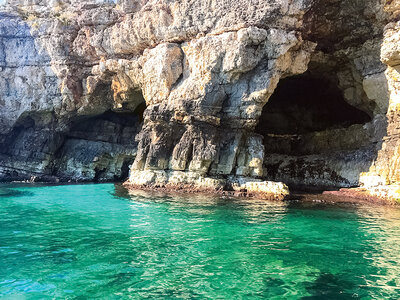 Nel blu dipinto di blu: tour guidato in barca tra costa e grotte di Polignano a Mare per 2