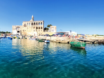 Cofanetto regalo Nel blu dipinto di blu: tour guidato in barca tra costa e grotte di Polignano a Mare per 2