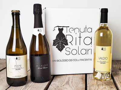 Cofanetto regalo 3 bottiglie di vino bianco della Tenuta Rita Solari con consegna a domicilio