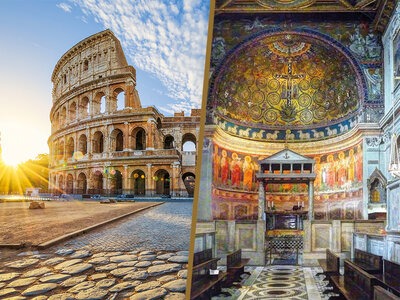 Cofanetto regalo Tour guidato del Colosseo e dei sotterranei di San Clemente e 1 magica notte a Roma