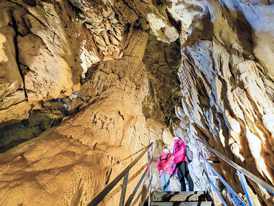 Coffret cadeau Aventure en Suisse : visite en famille des grottes de Vallorbe et fromage local à emporter