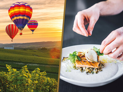 Coffret cadeau Vol en montgolfière à couper le souffle et souper gastronomique