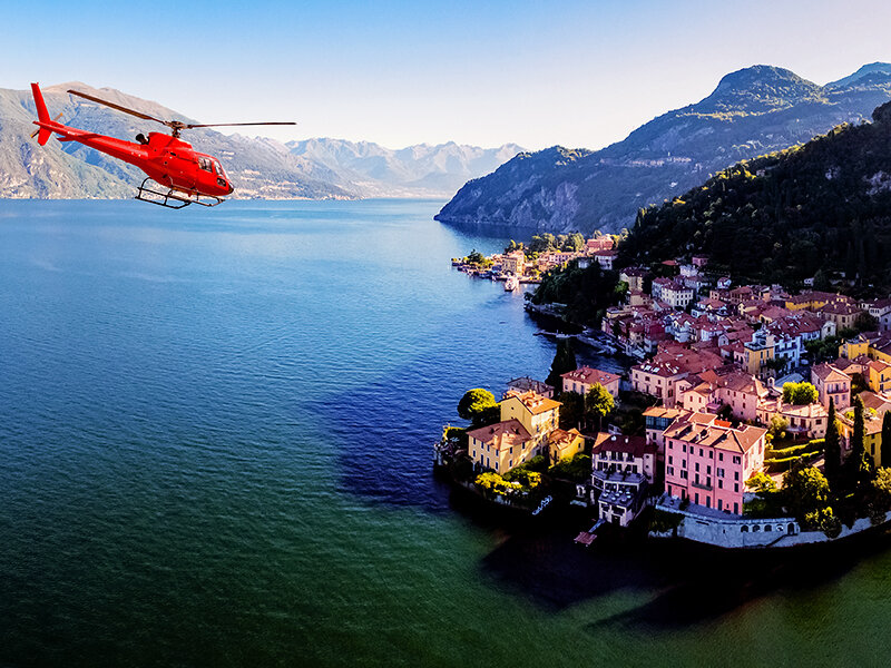 Tour privato in elicottero da 1 a 6 persone sul Lago di Como