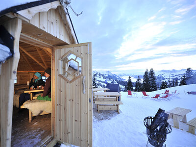 Cofanetto Tour dell'igloo, passeggiata con le racchette da neve e fonduta gourmet a Davos