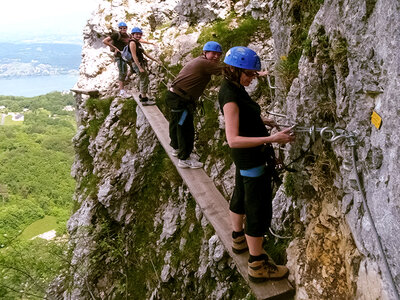 3h de parcours sur la via ferrata avec photos face au lac du Bourget