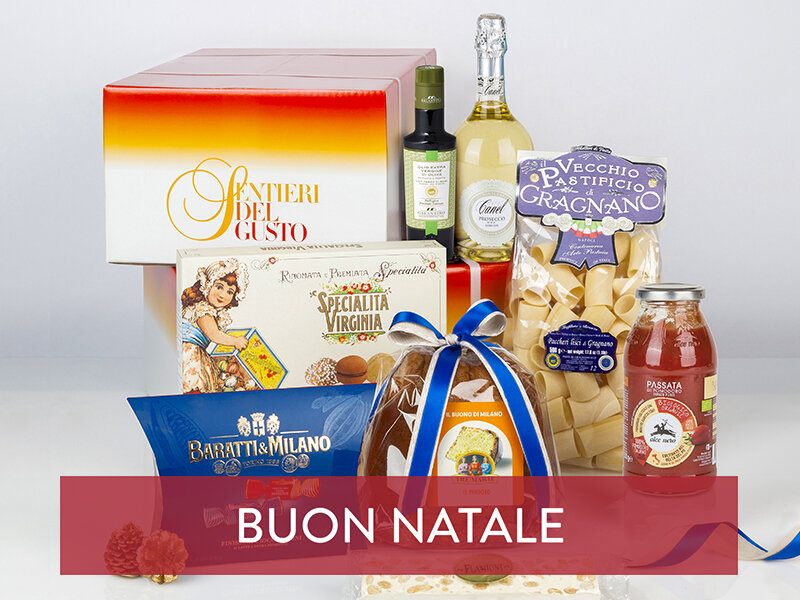 Natale gourmet con Pandoro e confezione di prodotti tipici a domicilio