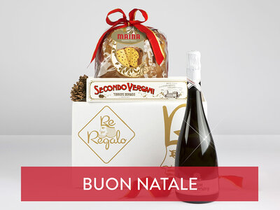 Cofanetto regalo Dolce pensiero di Natale: panettone classico, spumante e torrone a domicilio