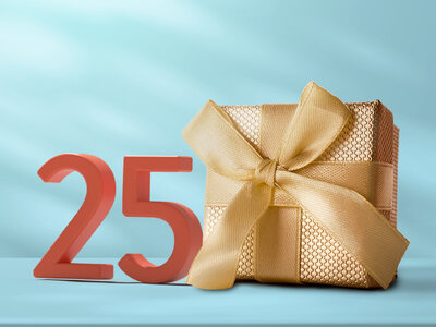 Presentbox Blomstra på 25 årsdagen med en trevlig upplevelse