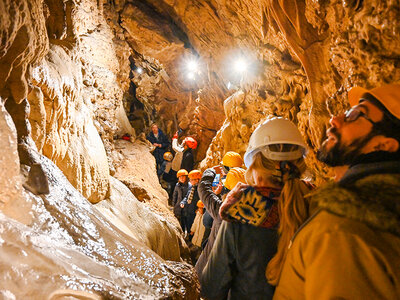 Cofanetto Volo in Zipline, visita al museo e percorso privato alle Grotte di Equi da 2 a 4 persone