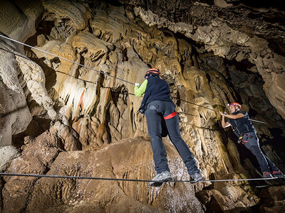 Cofanetto Emozioni dalla preistoria: zipline, visita alle grotte e al museo di Equi Geo-Archeo Park per 1