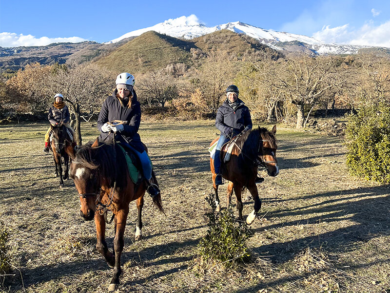 Passeggiata a cavallo di 2h alle pendici dell’Etna per 3 persone