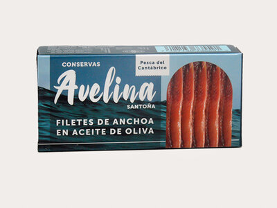 Caja Lote de Conservas Avelina: anchoas de Santoña, queso y sobaos a domicilio