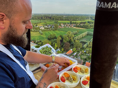 Coffret cadeau Vol en montgolfière pour 2 personnes au-dessus de Waesmunster avec dîner Menu 5 Plats à bord