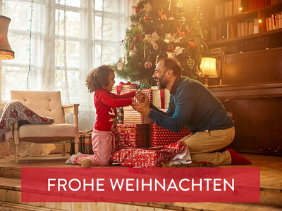 Geschenkbox Frohe Weihnachten lieber Papa! 1 Aufenthalt, 1 Abendessen oder 1 Abenteuer für 2