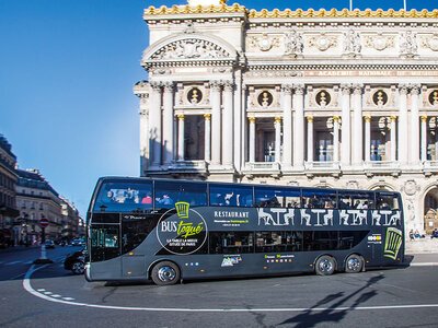 Coffret cadeau Dîner insolite 3 plats avec visite de Paris dans le bus à impériale Le Champs-Élysées