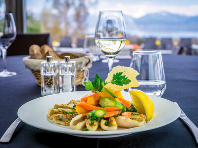 Repas avec vin et vue sur le lac Léman à Aubonne