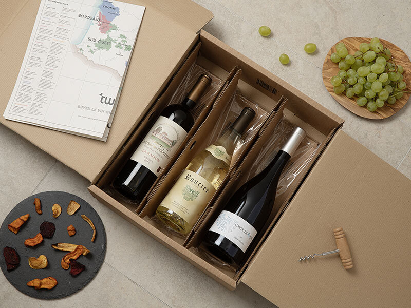 Coffret de 3 bouteilles : vin rouge et vin blanc livrés à domicile