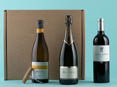 Coffret cadeau Coffret de 3 bouteilles : vin rouge, vin blanc et champagne livrés à domicile