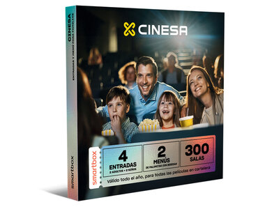 Caja regalo 4 entradas de cine para 2 adultos y 2 niños