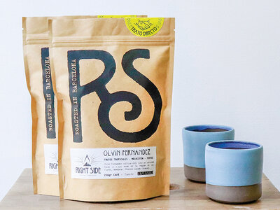 Caja RightSide Coffee a domicilio: café tostado 2 orígenes y guía de elaboración