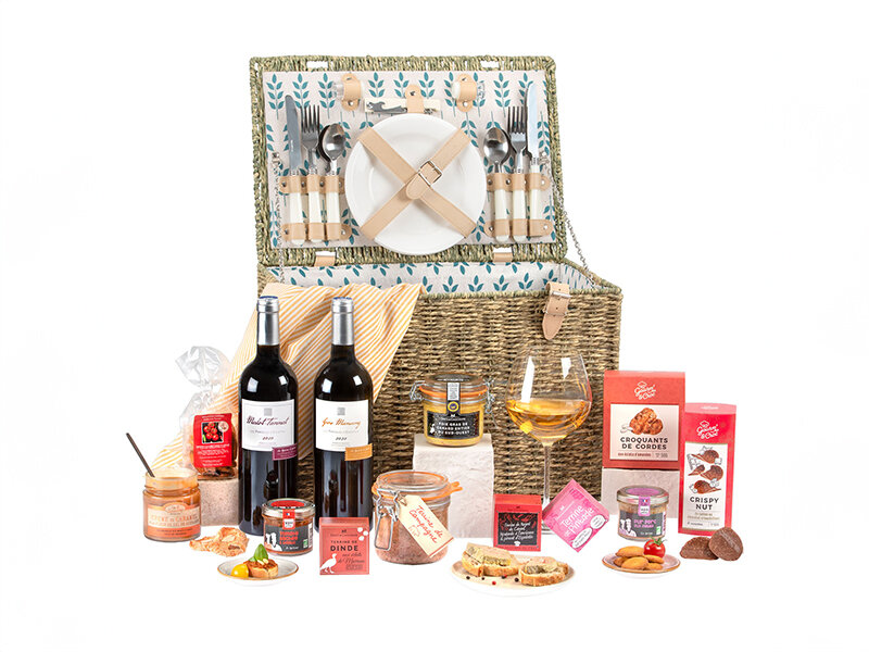 Coffret Le Déjeuner sur l'herbe : délices sucrées et salées et vins livrés à domicile