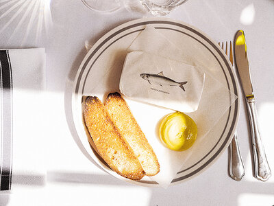 Boks 4-retters frokost hos Restaurant Gabrielle for 2