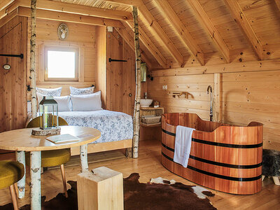 Coffret 3 jours insolites en cabane avec accès au bain nordique et dégustation au château près de Bordeaux