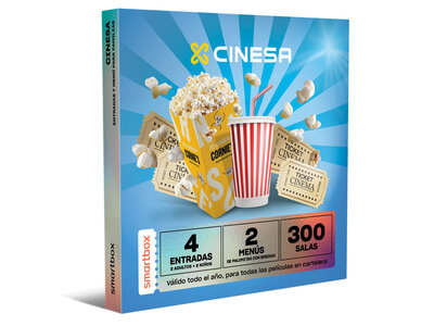 Caja regalo 4 entradas de cine para 2 adultos y 2 niños