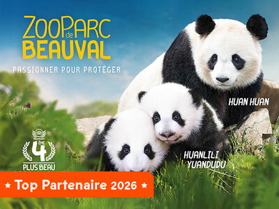 Coffret cadeau Billets pour le ZooParc de Beauval 2026 : 2 entrées adulte et 1 entrée enfant pour 1 journée