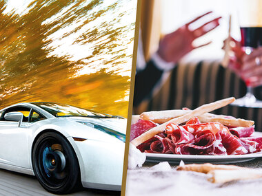 Croisière sur route en Lamborghini Gallardo en solo et souper gastronomique pour 2 personnes