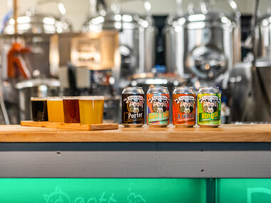 Padel, tvårätters, & ölprovningsbricka för 4