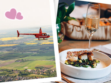 Romantisk helikoptertur og middag for 2