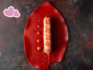 Cena romántica de San Valentín en restaurante de alta cocina