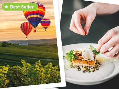 Adembenemende luchtballonvaart met gastronomisch diner