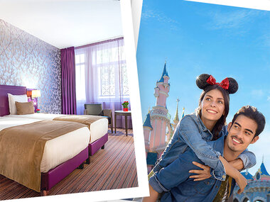 1 biglietto data a scelta 1 giorno per 2 Parchi Disney® e 1 notte a Parigi