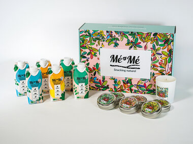 Box de boissons et bonbons sains, bio et français avec bougie livrée à domicile