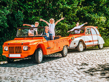 Cruisen in een Citroën Méhari doorheen de Vlaamse Ardennen voor 4