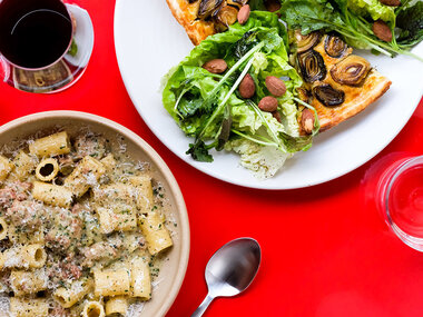 7-retters middag med vin hos Restaurant Theo for 2