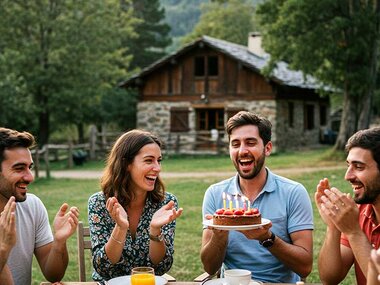 Joyeux anniversaire : petit-déjeuner avec des bulles