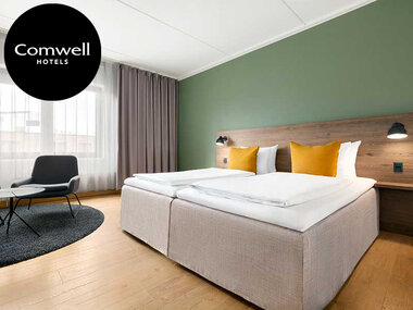 Ophold med 3-retters middag på Comwell H. C. Andersen Odense for 2