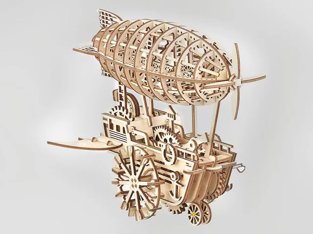 Maquette en bois Coffre au trésor Ouverture mécanique 12 cm 158